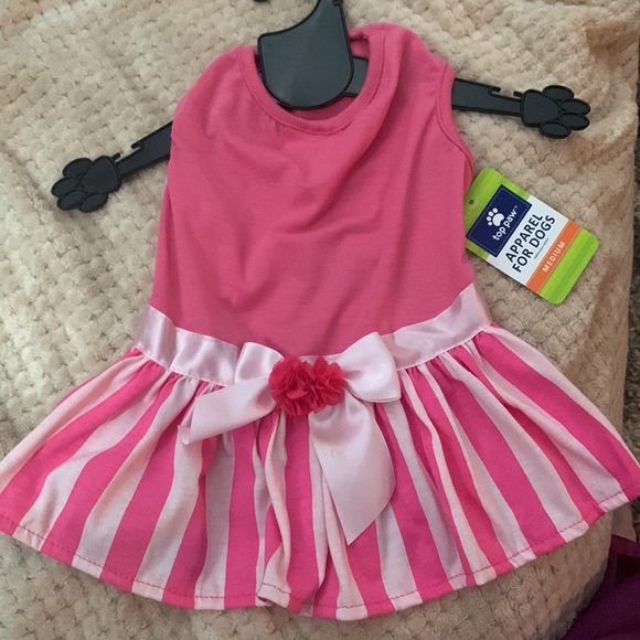 Top Paw dress for dog in pink and white, size Medium